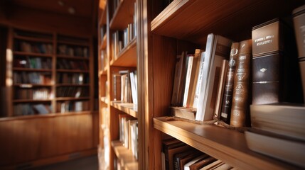 Spiritual Enlightenment: Academic Library with Religious Philosophy Books in Dreamy Focus