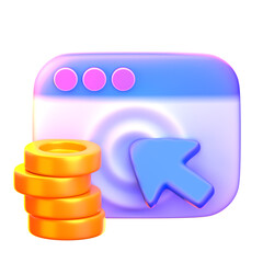 PPC (Pay Per Click) 3D Icon &ndash; Perfect for Landing Pages, UI Dashboards, Ad Campaign Tools, Mobile Apps, Content Creators, Social Ads, Infographics, Blogs, and Marketing Platforms in Illustrative Style