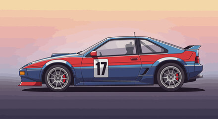 Fototapeta premium Retro Racing Car Silhouette