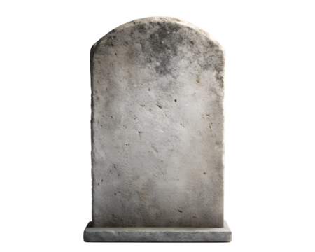 Old Weathered Gravestone or Headstone Isolated on Transparent Background