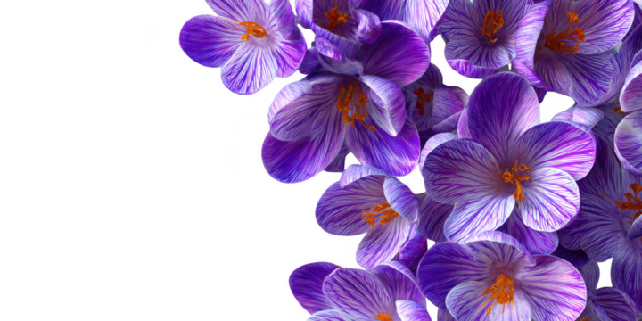 Purple flowers with orange stamens on black background image