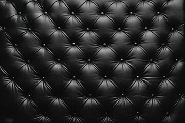 Fototapeta premium Luxury Black Leather Upholstery Creates Quilted Texture and Adds a Classic Theme