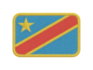 Embroidered patch displays the flag of the Democratic Republic of the Congo symbol with a star design