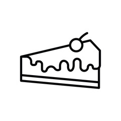 cheesecake icon vector design concept outline style with cherry