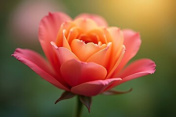 A close-up of a blooming flower with vibrant petals in soft light, ideal for nature or beauty ads
