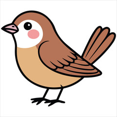 Sparrow bird spring vector illustration