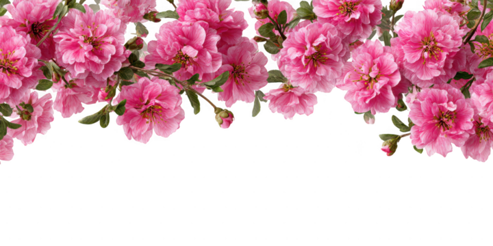 Blooming pink flowers on a branch overhead background image - Powered by Adobe