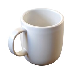 Simple white ceramic mug with a handle isolated on white background