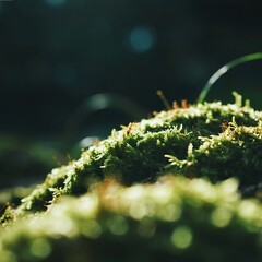 Naklejka premium close up of green moss on the ground