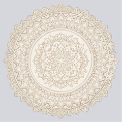 geometric lattice doily template with floral insets in refined single-stroke line vector design