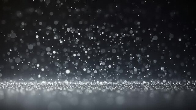 Silver glitter particles bokeh background