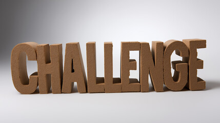 Creative challenge displayed in large block letters made from sculpted material