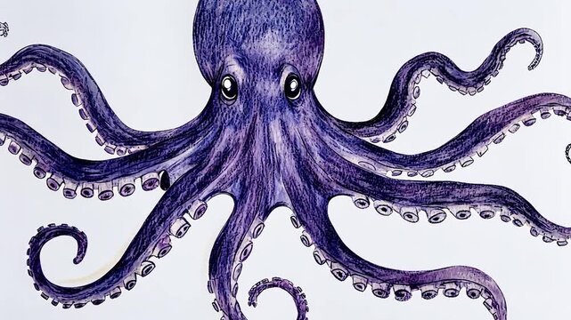 Detailed drawing of an octopus