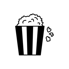 Popcorn icon vector logo, vector flat black simple illustration for web and app..eps