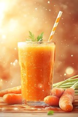 Carrot juice with healthy drink, and wood.