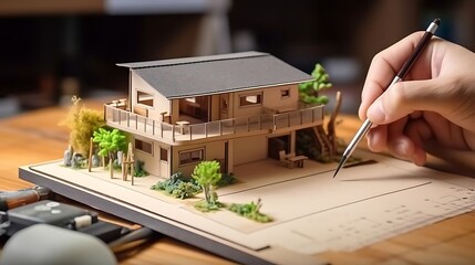 Architect Designing House Model. (6)