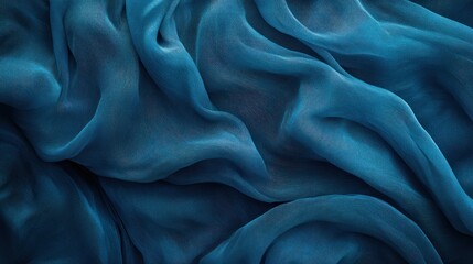 Deep blue, draped sheer fabric texture