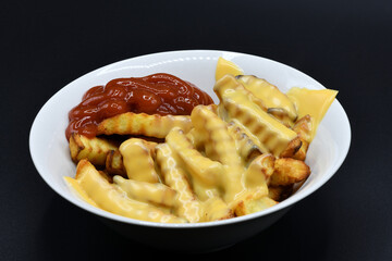 A generous serving of crinkle-cut fries