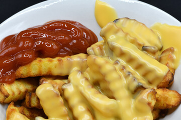 A generous serving of crinkle-cut fries