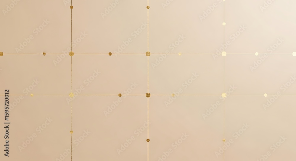 Aufkleber elegant beige backdrop with gold line grid and geometric dot pattern design effect