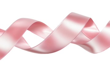 Close-Up of a Delicate Soft Pink Ribbon on a Transparent Background