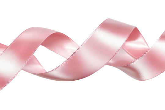 Close-Up of a Delicate Soft Pink Ribbon on a Transparent Background