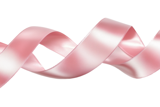 Close-Up of a Delicate Soft Pink Ribbon on a Transparent Background