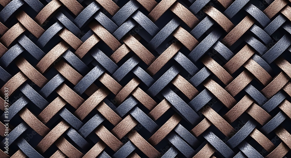 Poster intricate woven pattern with brown and blue strands creating a textured surface