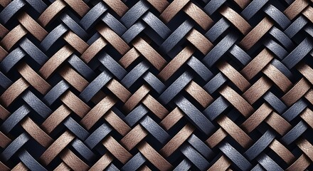 Naklejka premium Intricate woven pattern with brown and blue strands creating a textured surface