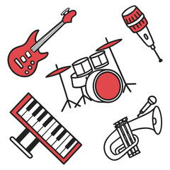 Music instruments icon pack generated by ai