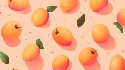 Apricots pattern with summer fruit design.