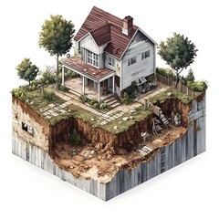 Abandoned House with Cut Away View. (1)