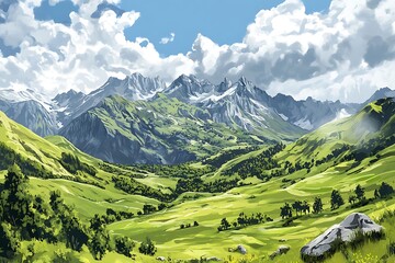 Alpine Valley Summer Landscape. (22)