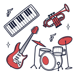Music instruments icon pack generated by ai