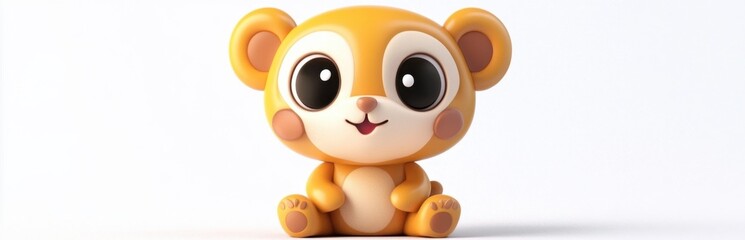 This adorable cartoon bear character showcases a cheerful expression with large, expressive eyes, perfect for attracting children's attention in any creative project.