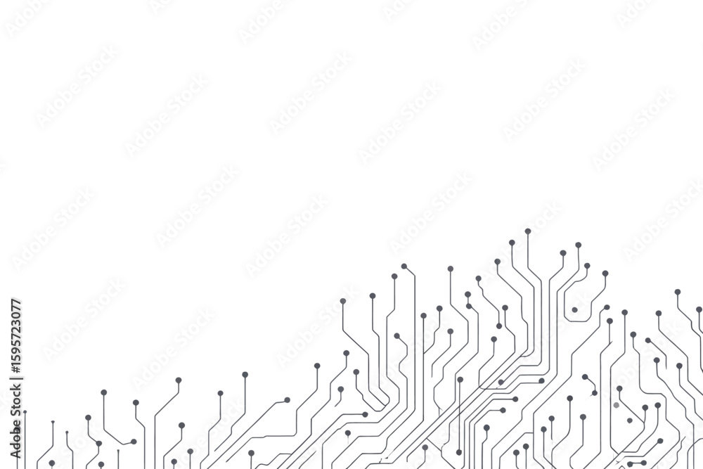 Aufkleber a minimalist illustration of a circuit board pattern on a white background with black lines and dots