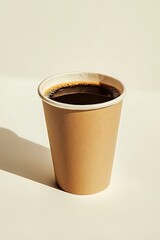 Coffee in paper cup with sunlight.