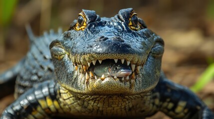 Fototapeta premium Alligator with fish