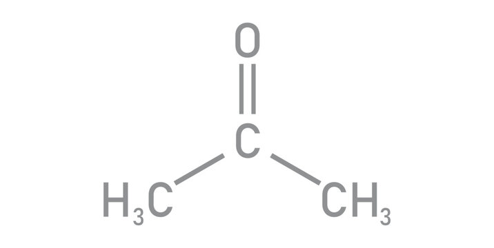 chemical structure of acetone (C3H6O).