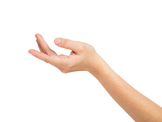 Hand touching or pointing on isolated background.