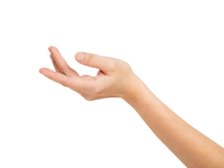 Hand touching or pointing on isolated background.