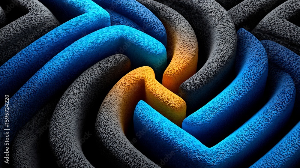 Fototapete a detailed vector abstract pattern with interwoven linear paths forming a maze-like retro background