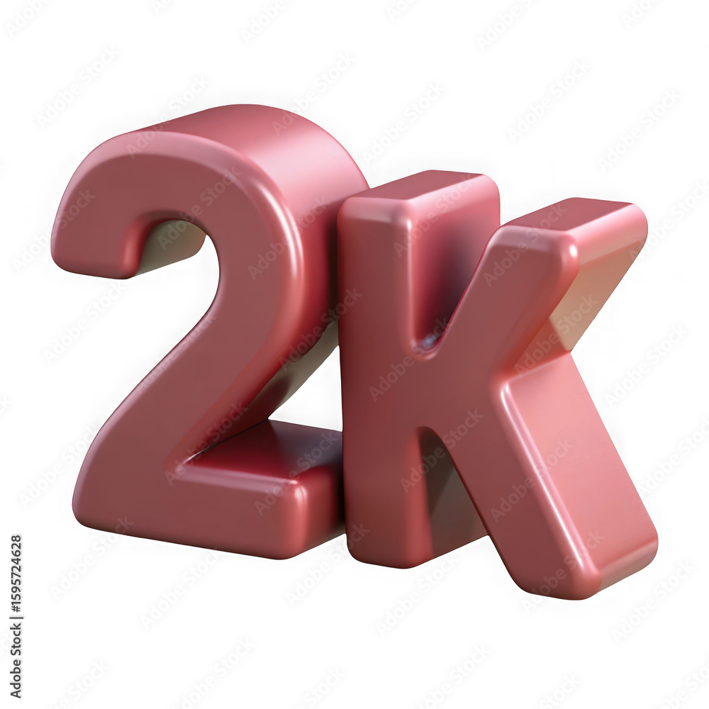 Poster 2k rendered number background Isolated background