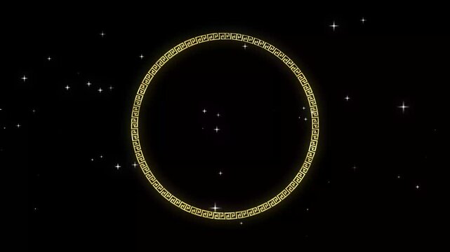 Chinese gold circle ornament animated gold circle background celebration of China's Day isolated green screen 4k