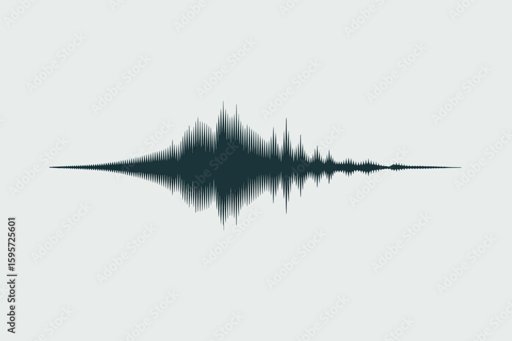Poster abstract sound wave illustration on a light gray background with dark teal vertical lines pattern