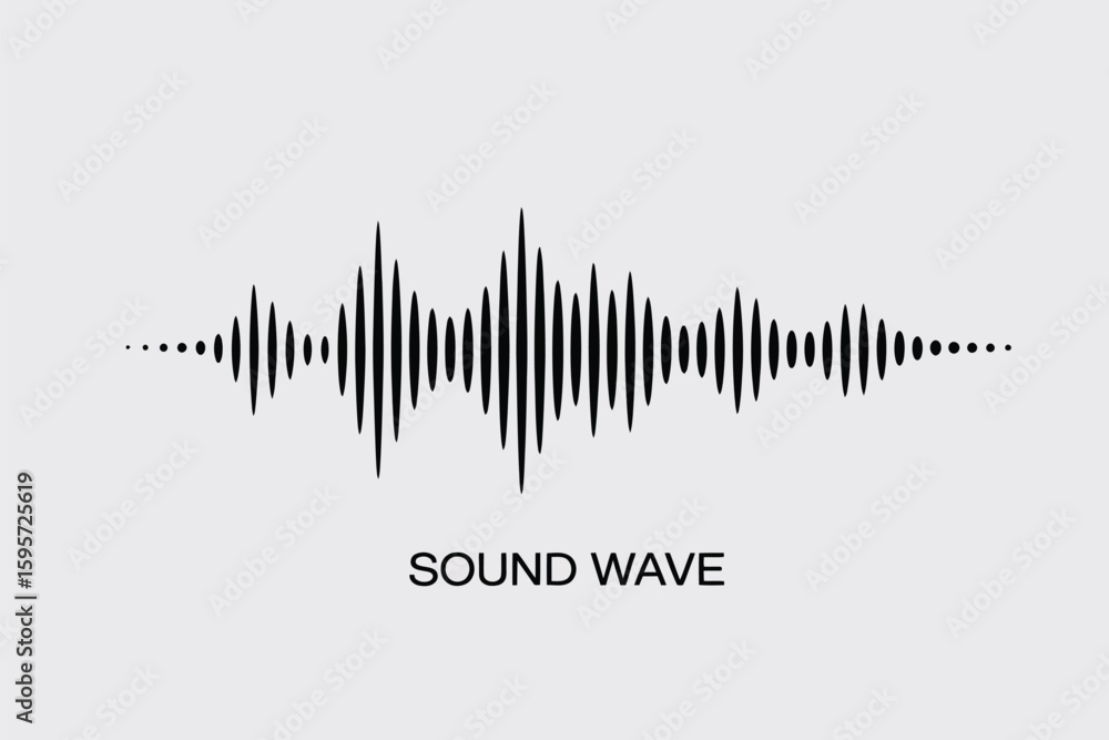 Poster a black sound wave graphic representation against a gray background with sound wave text label