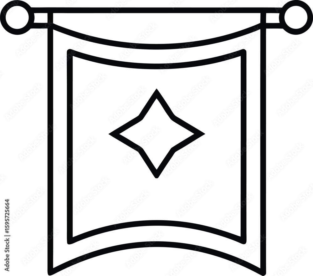 Poster elegant tapestry icon line art illustration for web and print design