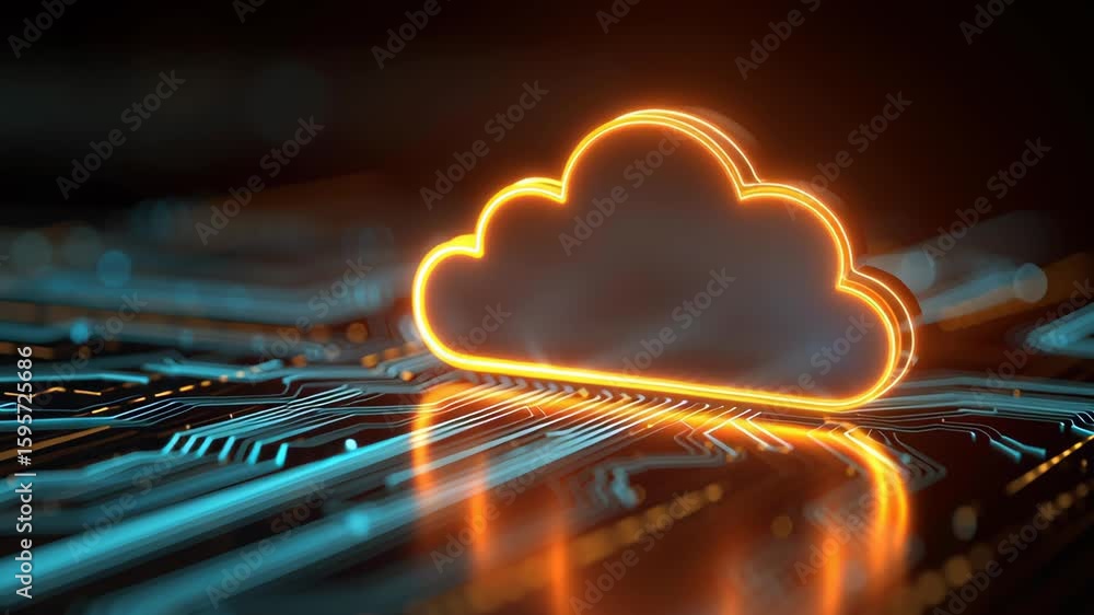 Poster cloud technology and digital innovation enhancing connectivity with circuit board design
