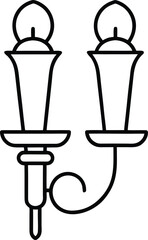 Elegant line art wall sconce icon for interior design projects