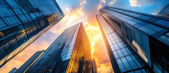 Skyscrapers at sunset